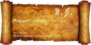 Magyar Jónás névjegykártya